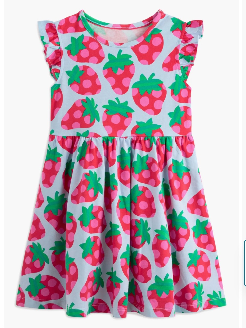 Mini Boden Strawberry Print Cotton Jersey Dress Size 7-8 Years